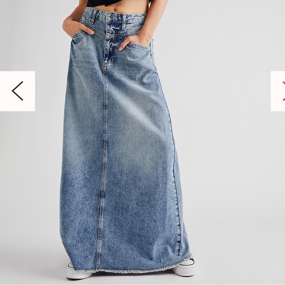 NWT We The Free Come As You Are Denim Maxi Skirt Size 0 - Picture 3 of 7